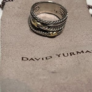 David yurman double x crossover ring with 18k yellow gold